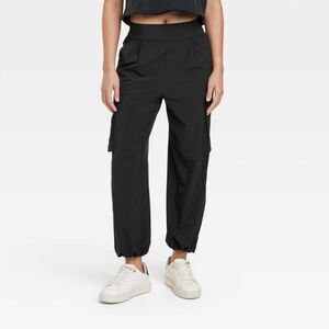 JoyLab -  Women's Cinch Hem Woven Cargo Pants High Ri Black